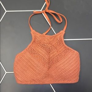 Knit High Neck Bikini Top